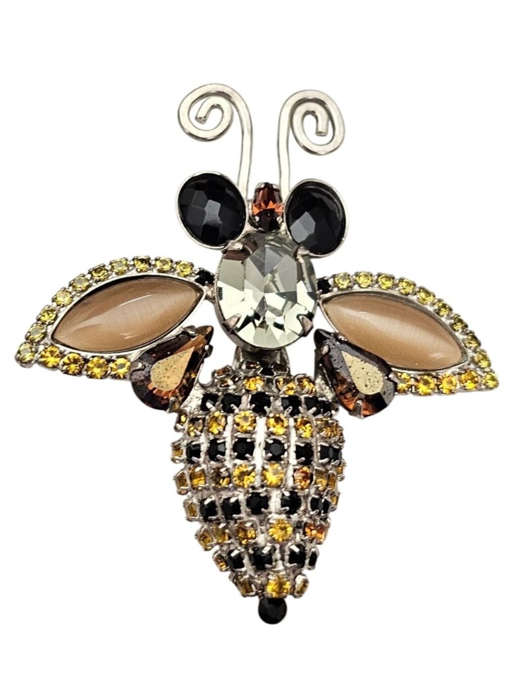 Sorrelli Bee Brooch Yellow Black Rhinestone Pin Signed J903